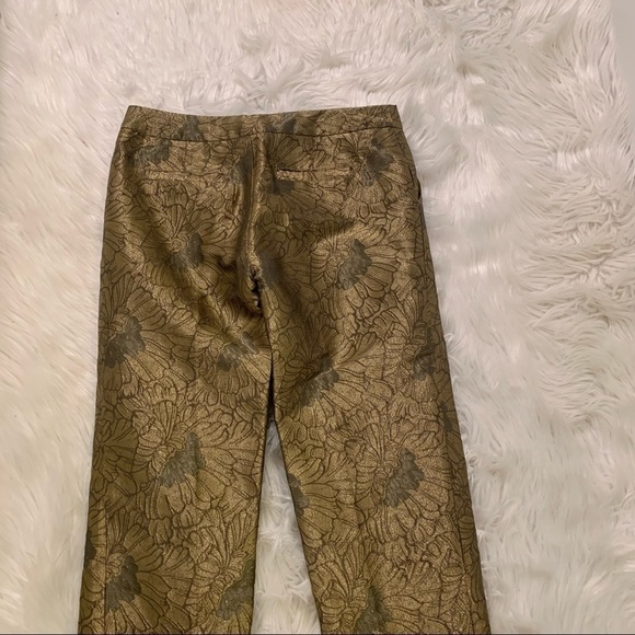 Elevenses Anthropologie Gilded Jacquard Crop Pants Gold - Picture 9 of 9